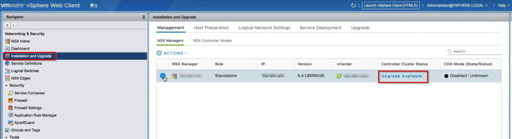 NSX Controller Cluster Upgrade