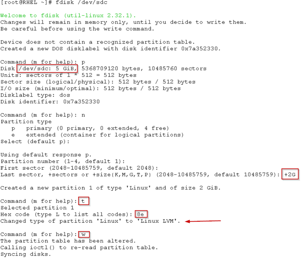 New Partition for LVM