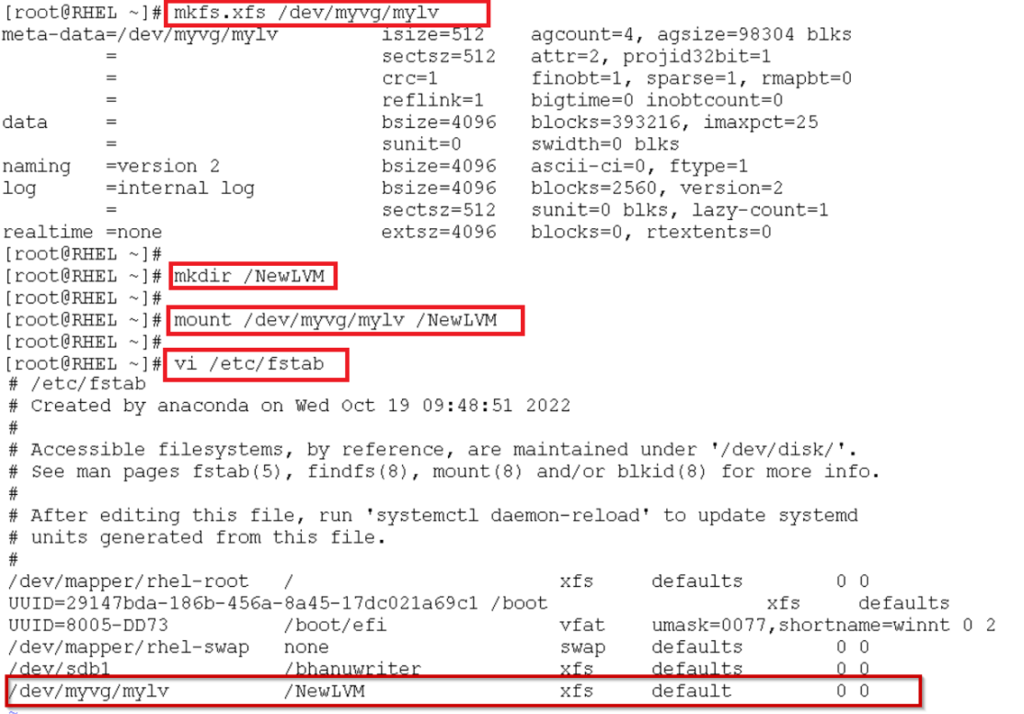 Add entry in entry into fstab file