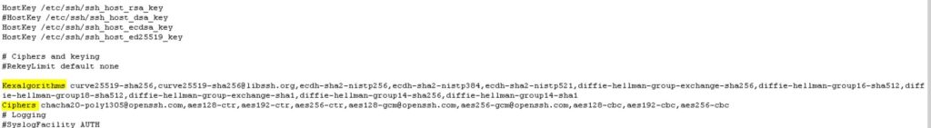 Deprecated SSH Cryptographic Settings