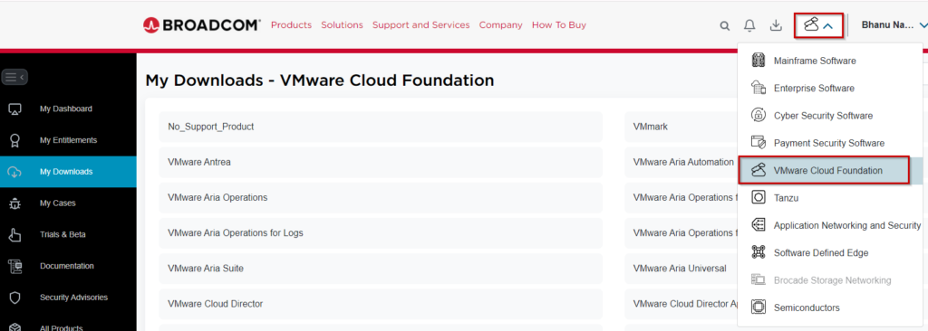 My Downloads - VMware Cloud Foundation