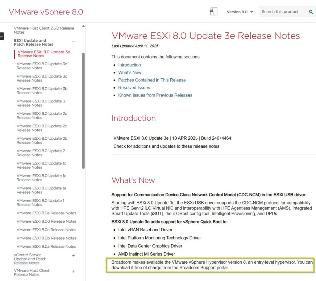 VMware ESXi 8.0 Update 3e Released for Free